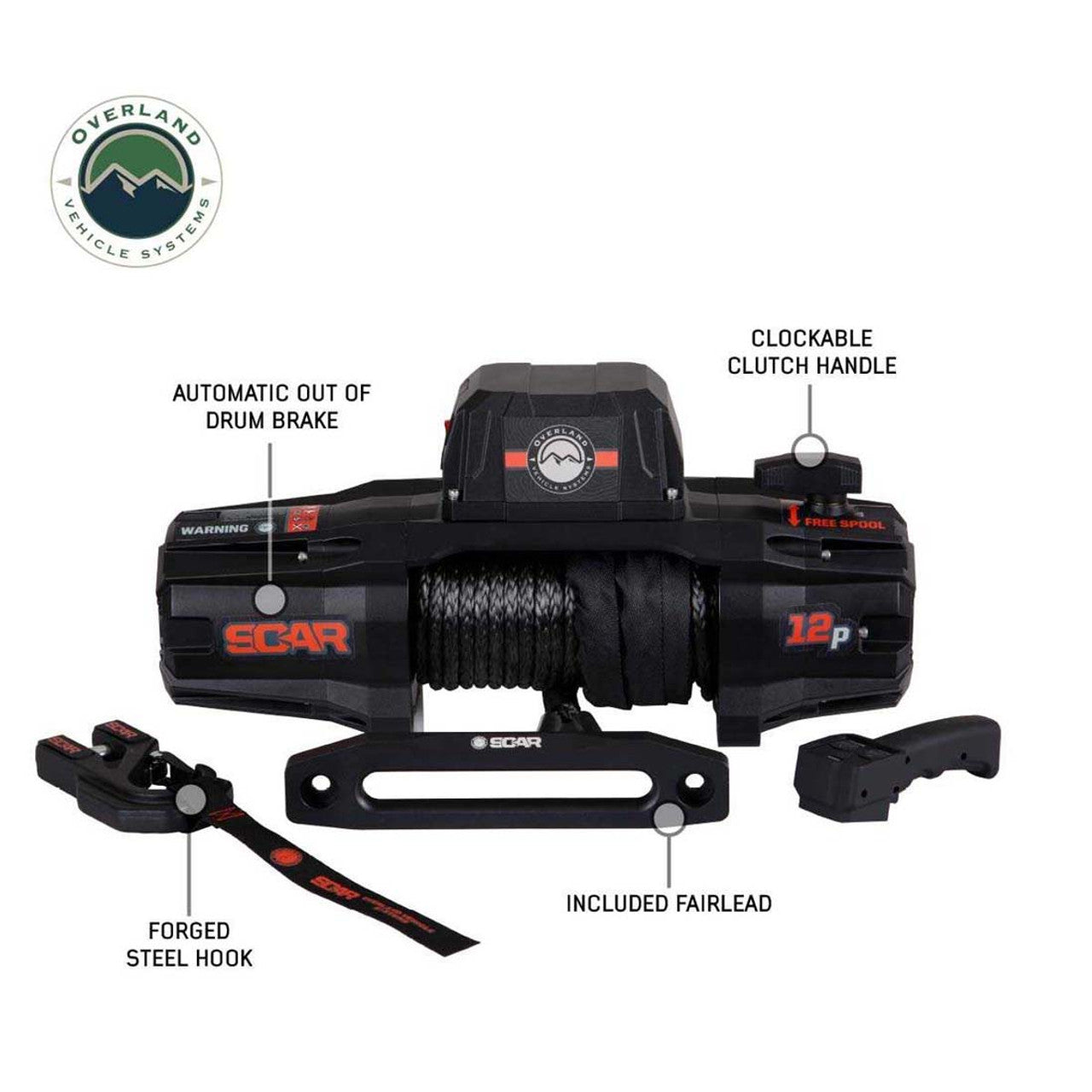 OVS | Winches | SCAR 12S - 12,000 lbs. Rated Synthetic Rope Winch | 19129901