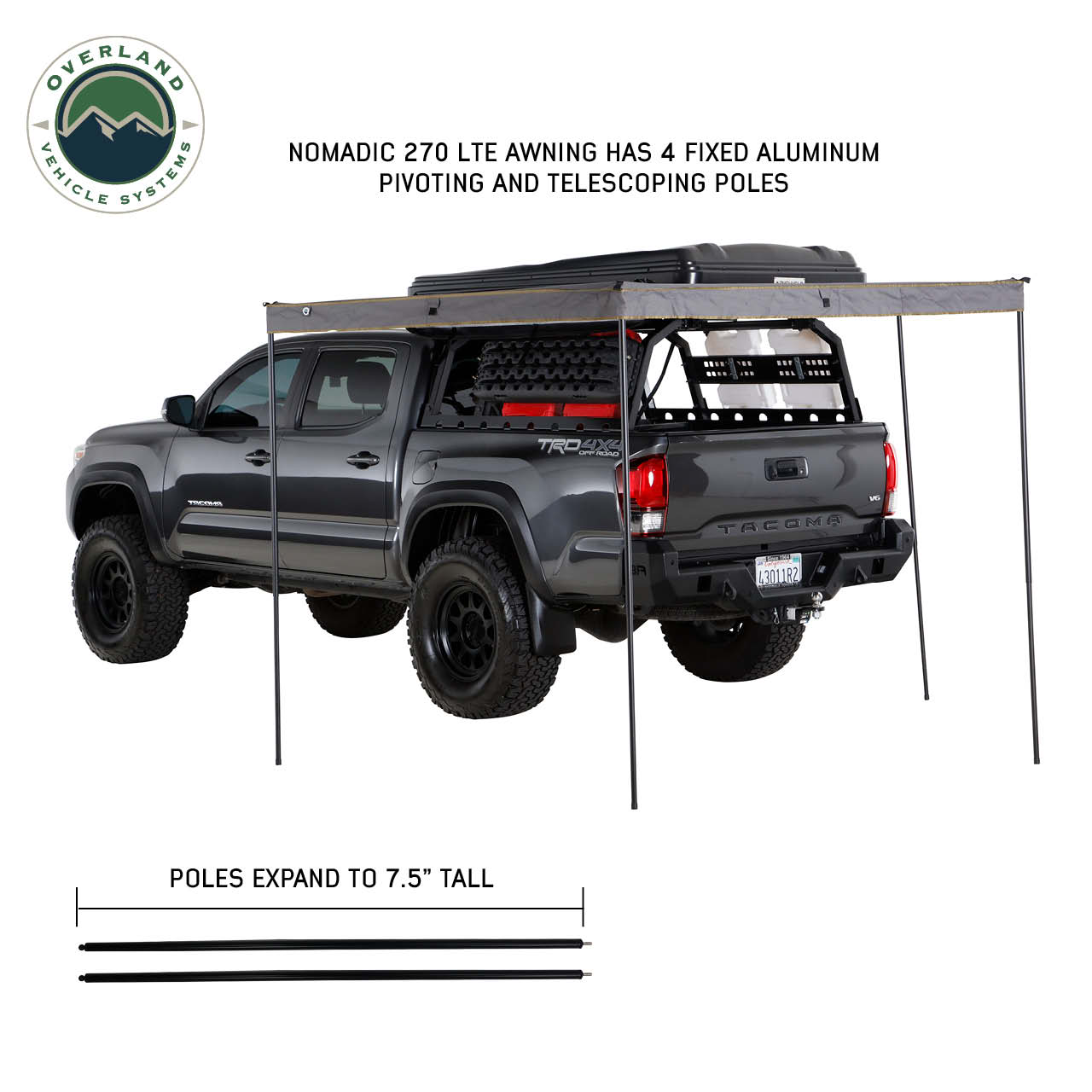 OVS | Roof Top Tent | HD Nomadic 270 LTE Awning - Driver Side - Dark Gray with Black Travel Cover Universal | 19679907