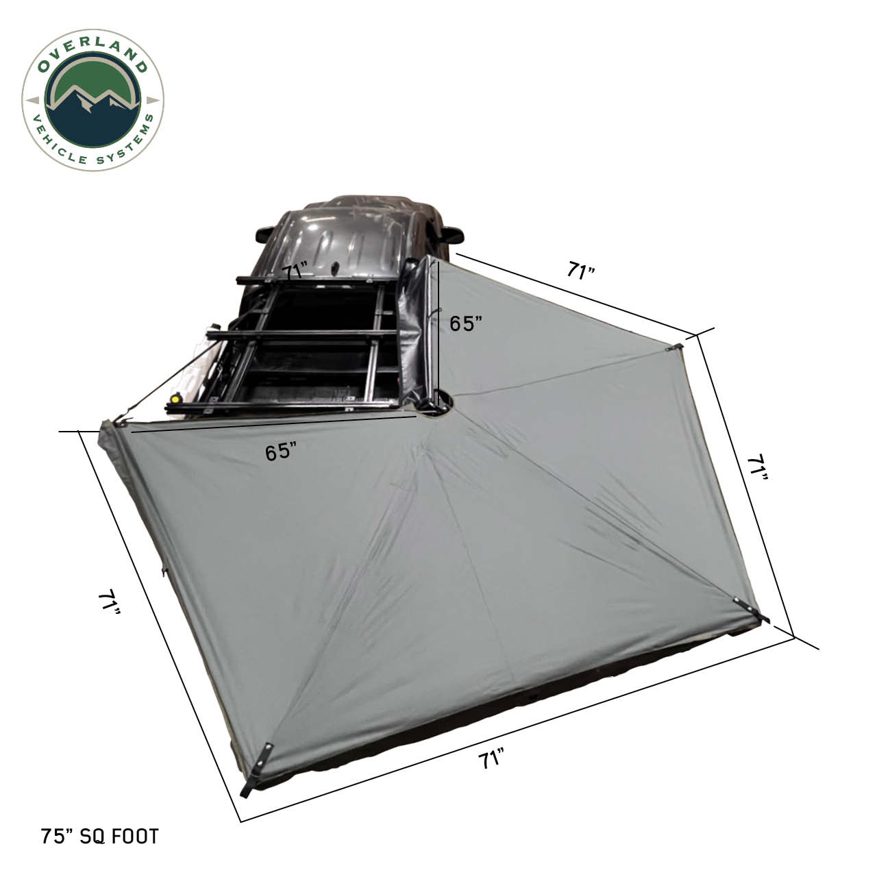 OVS | Roof Top Tent | HD Nomadic 270 LTE Awning - Passenger Side - Dark Gray with Black Travel Cover Universal | 19689909