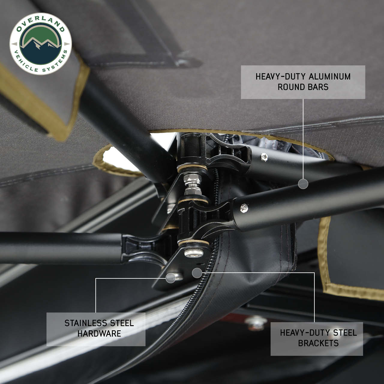 OVS | Roof Top Tent | HD Nomadic 270 LTE Awning - Passenger Side - Dark Gray with Black Travel Cover Universal | 19689909