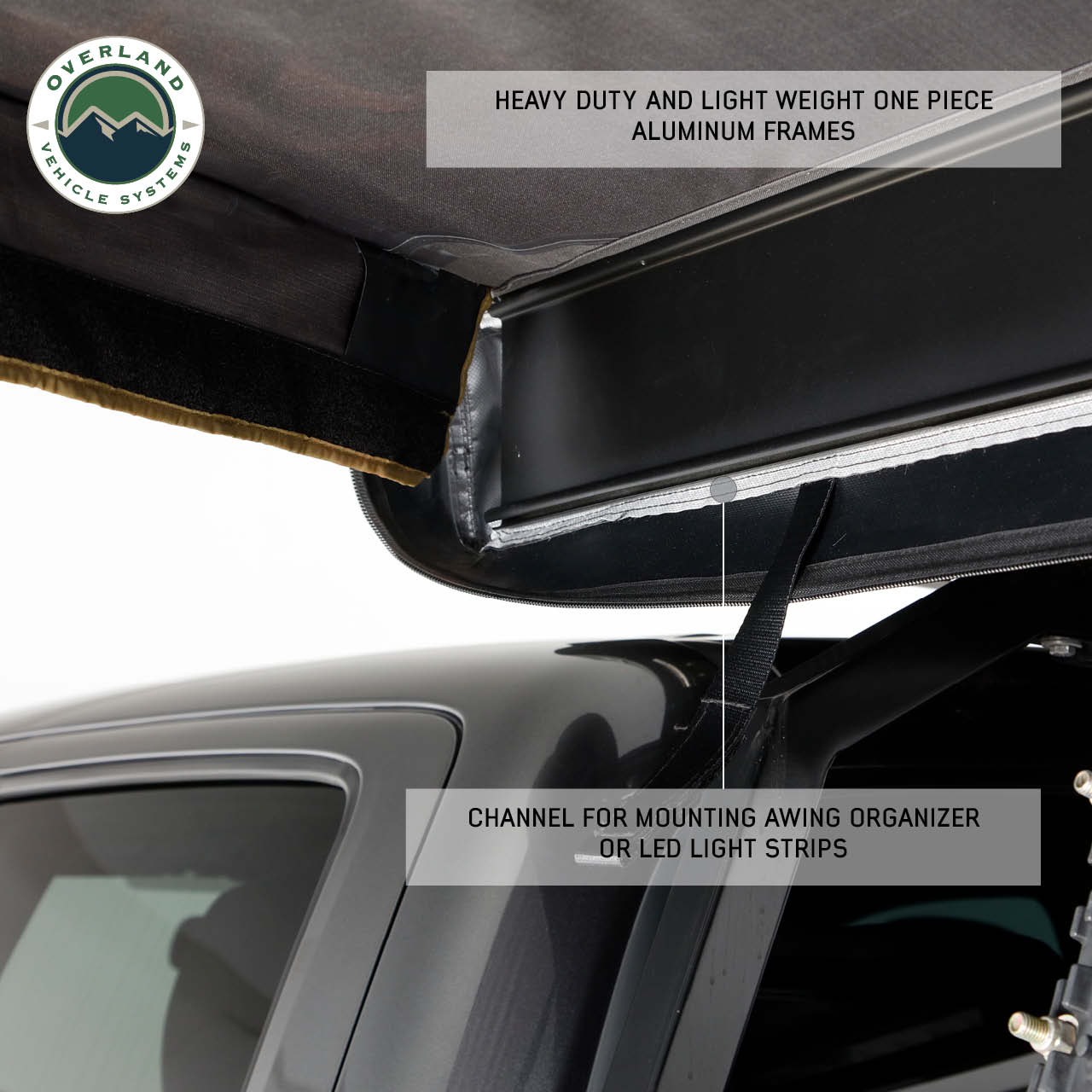 OVS | Roof Top Tent | HD Nomadic 270 LTE Awning - Passenger Side - Dark Gray with Black Travel Cover Universal | 19689909