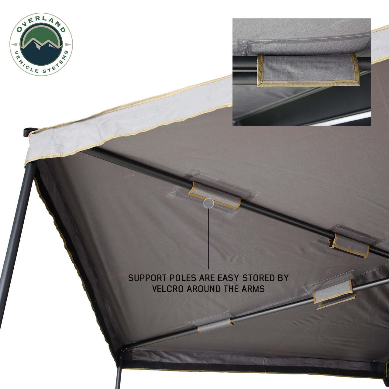 OVS | Roof Top Tent | HD Nomadic 270 LTE Awning - Passenger Side - Dark Gray with Black Travel Cover Universal | 19689909