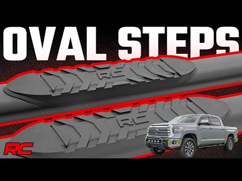 Rough Country | Nerf Bars | Oval Nerf Step 4.5 Inch Crew Cab Black 07-21 Toyota Tundra 2WD/4WD Rough Country | 21009
