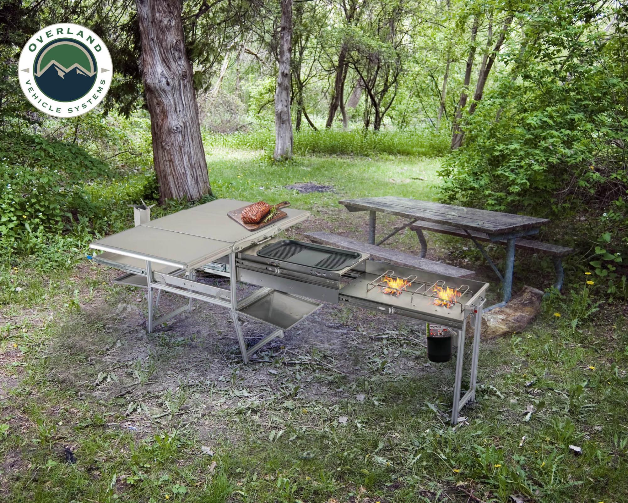 OVS | Table / Snack Tray | Komodo Camp Kitchen - Dual Grill, Skillet, Folding Shelves, and Rocket Tower - Stainless Steel | 30100001