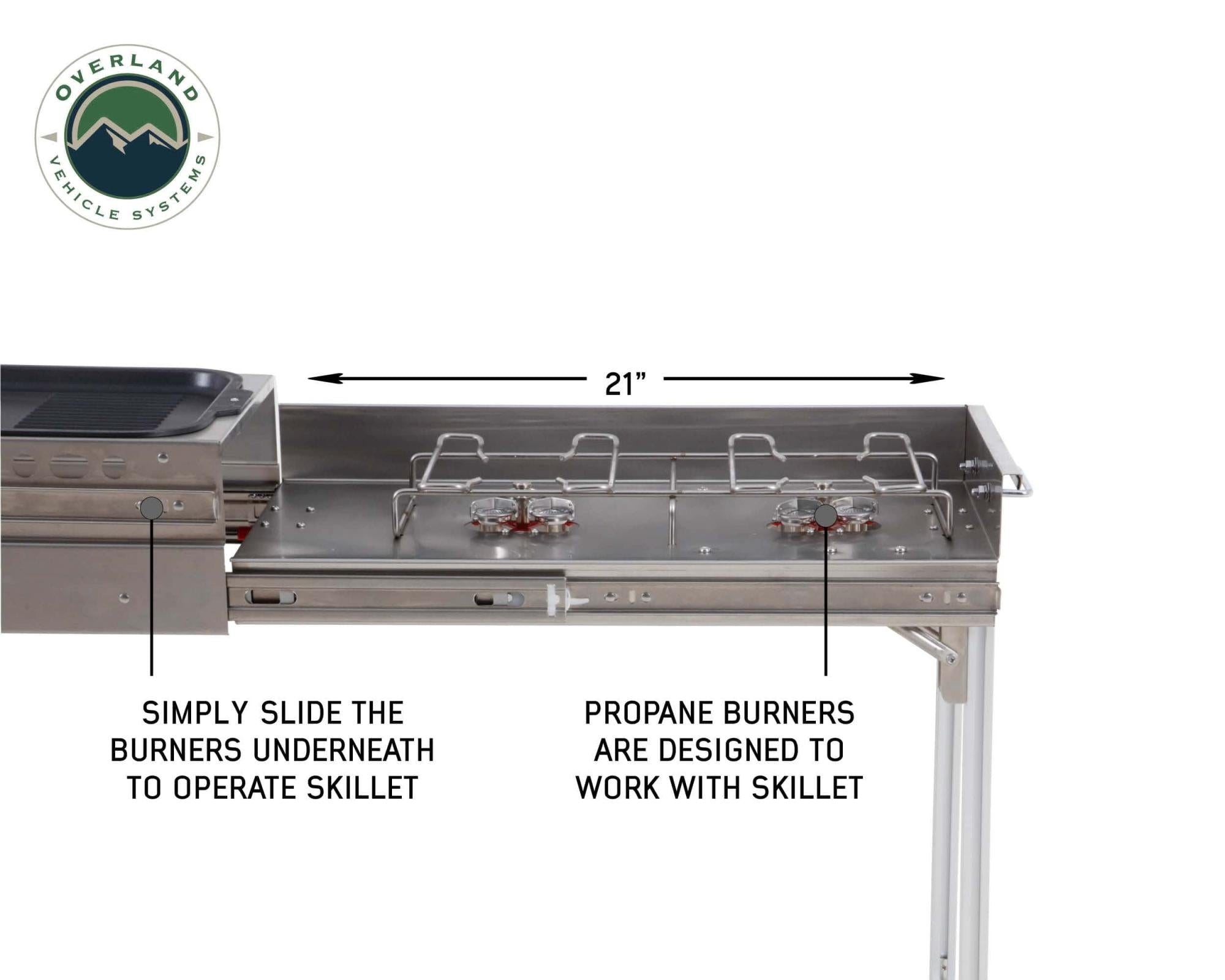 OVS | Table / Snack Tray | Komodo Camp Kitchen - Dual Grill, Skillet, Folding Shelves, and Rocket Tower - Stainless Steel | 30100001
