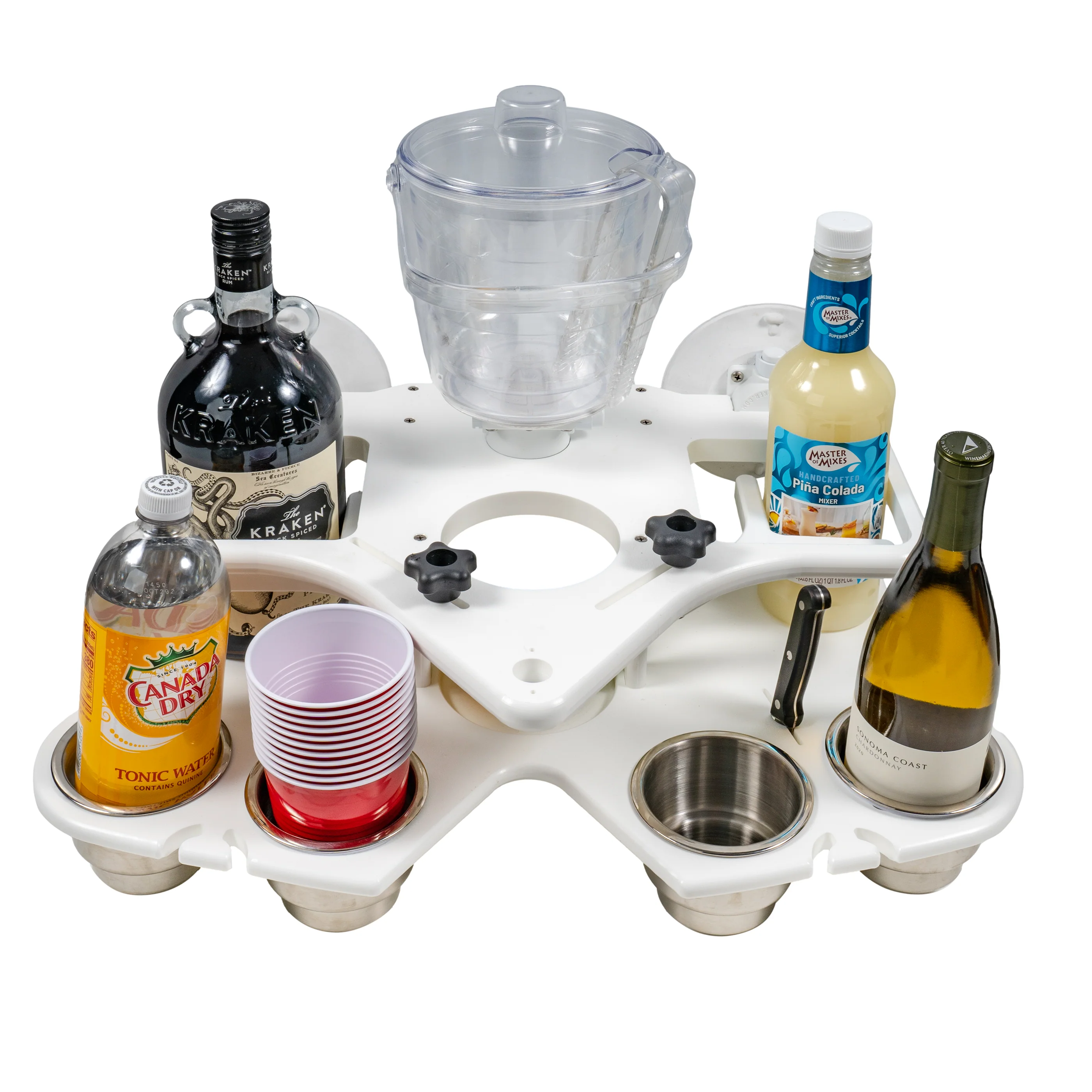SeaSucker | Cup Holders | Double Decker Party Barge : Portable Bar
(White or Black) | MC5348