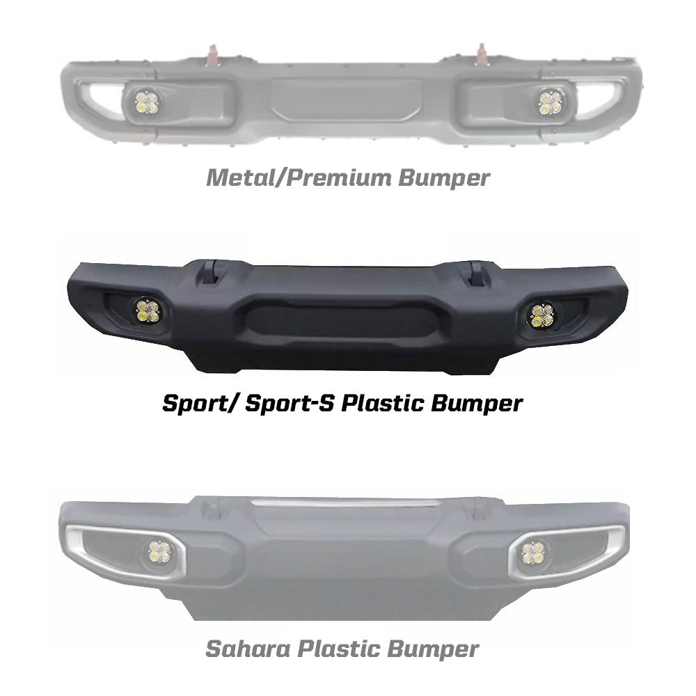 Baja Designs | Fog Lights | Jeep JL Fog Light Squadron-R SAE 18-Pres Wrangler JL Sport/Sport-S Fog Pocket Kit Amber Baja Designs | 447722