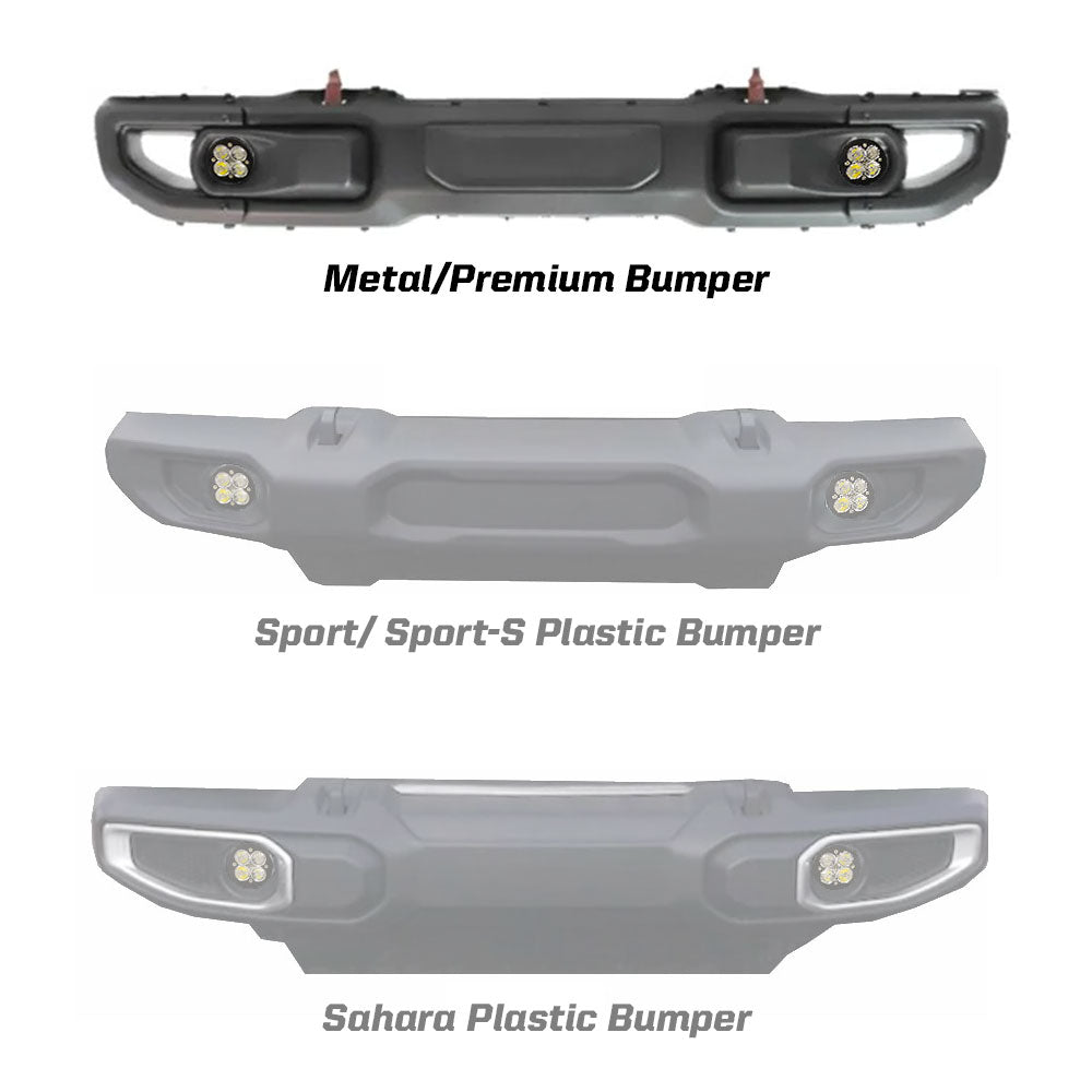 Baja Designs | Fog Lights | Jeep JL Fog Light Squadron-R 18-Pres Wrangler JL Rubicon Fog Pocket Kit Baja Amber Baja Designs Baja Designs | 447723