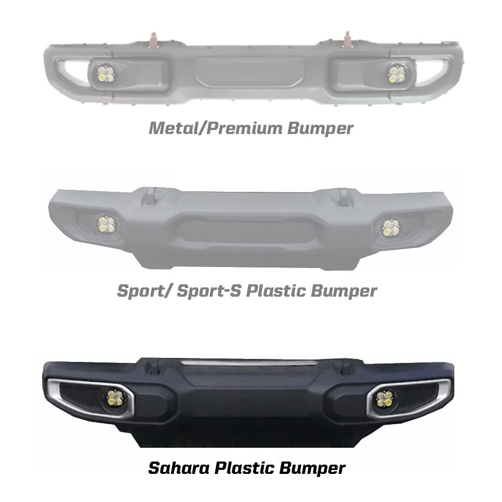 Baja Designs | LED Light Kit | Jeep JL Fog Pocket Kit For 18-20 Wrangler JL Sahara Squadron Amber Lens SAE FPK Baja Designs | 447735