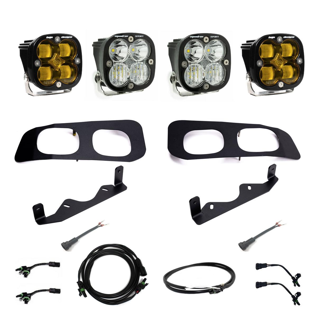 Baja Designs | Fog Lights | Squadron SAE/Sport Fog Pocket Kit 2023-On Ford F-250/350 Super Duty SAE Fog Baja Amber Upfitter Wiring | 448226UP