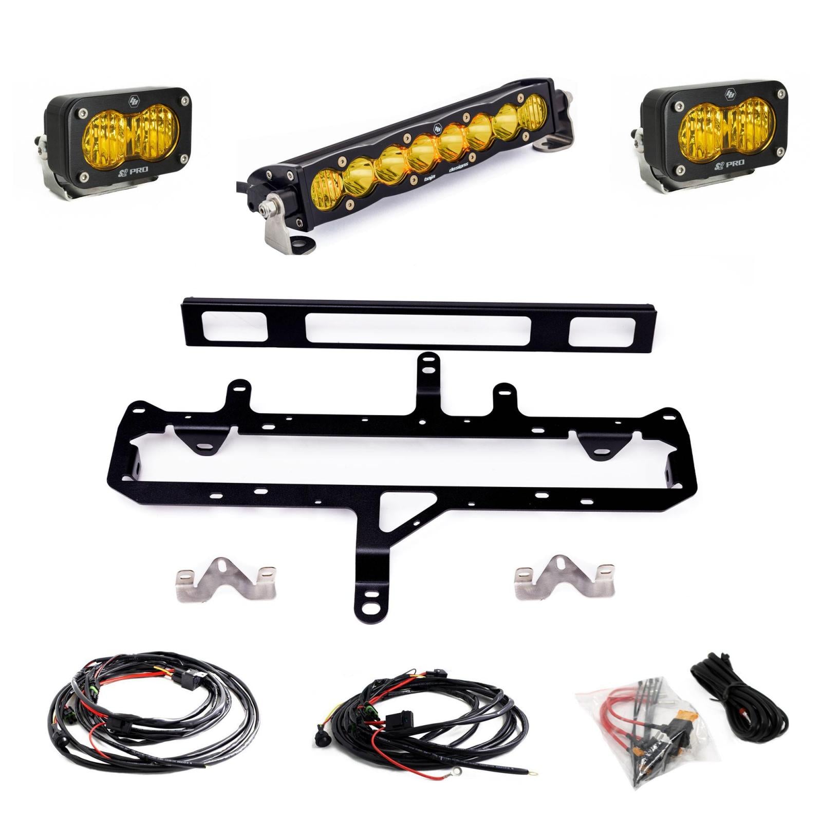 Baja Designs | LED Grille Kit | S8 10-inch/S2 Pro Grille Light Kit 2024-On Toyota Tacoma TRD Pro Baja Amber Baja Designs | 448261