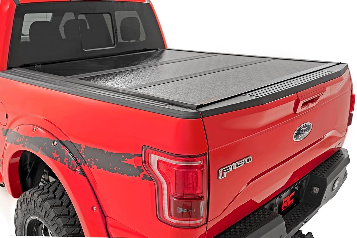 Rough Country | Tonneau Covers|Truck Bed|Exterior Parts & Car Care | Ford Low Profile Hard Tri-Fold Tonneau Cover 15-20 F150 5.5 Foot Bed Rough Country | 47220550