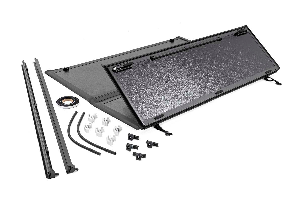 Rough Country | Tonneau Covers|Truck Bed|Exterior Parts & Car Care | Tacoma Low Profile Hard Tri-Fold Tonneau Cover 16-20 Tacoma 5 Foot Bed Rough Country | 47420500