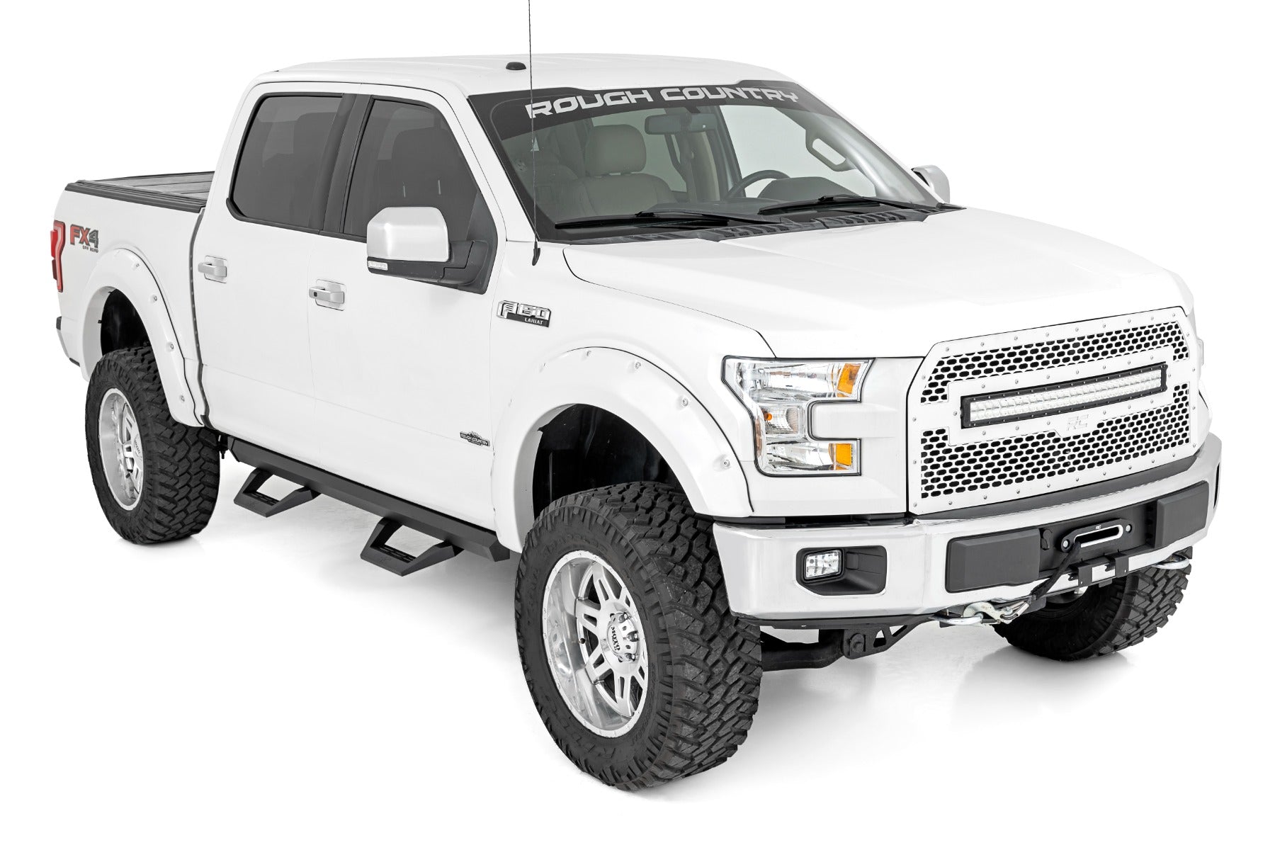 Rough Country | Side Steps | SRX2 Adjustable Aluminum Step Crew Cab 15-22 Ford F-150/17-22 Super Duty Rough Country | 51008A