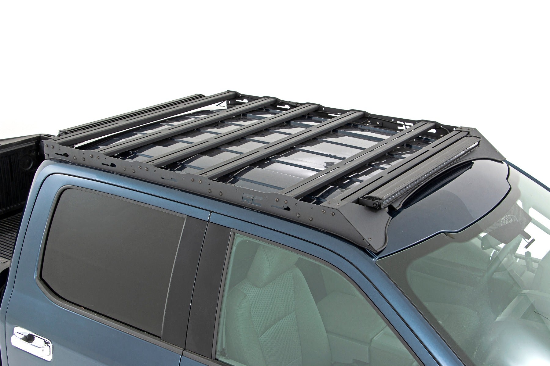 Rough Country | Roof Rack | Ford Roof Rack System w/Front and Rear Facing LEDs and 40 Inch Single Row Black Series Light Bar 15-18 Ford F-150 Rough Country | 51022