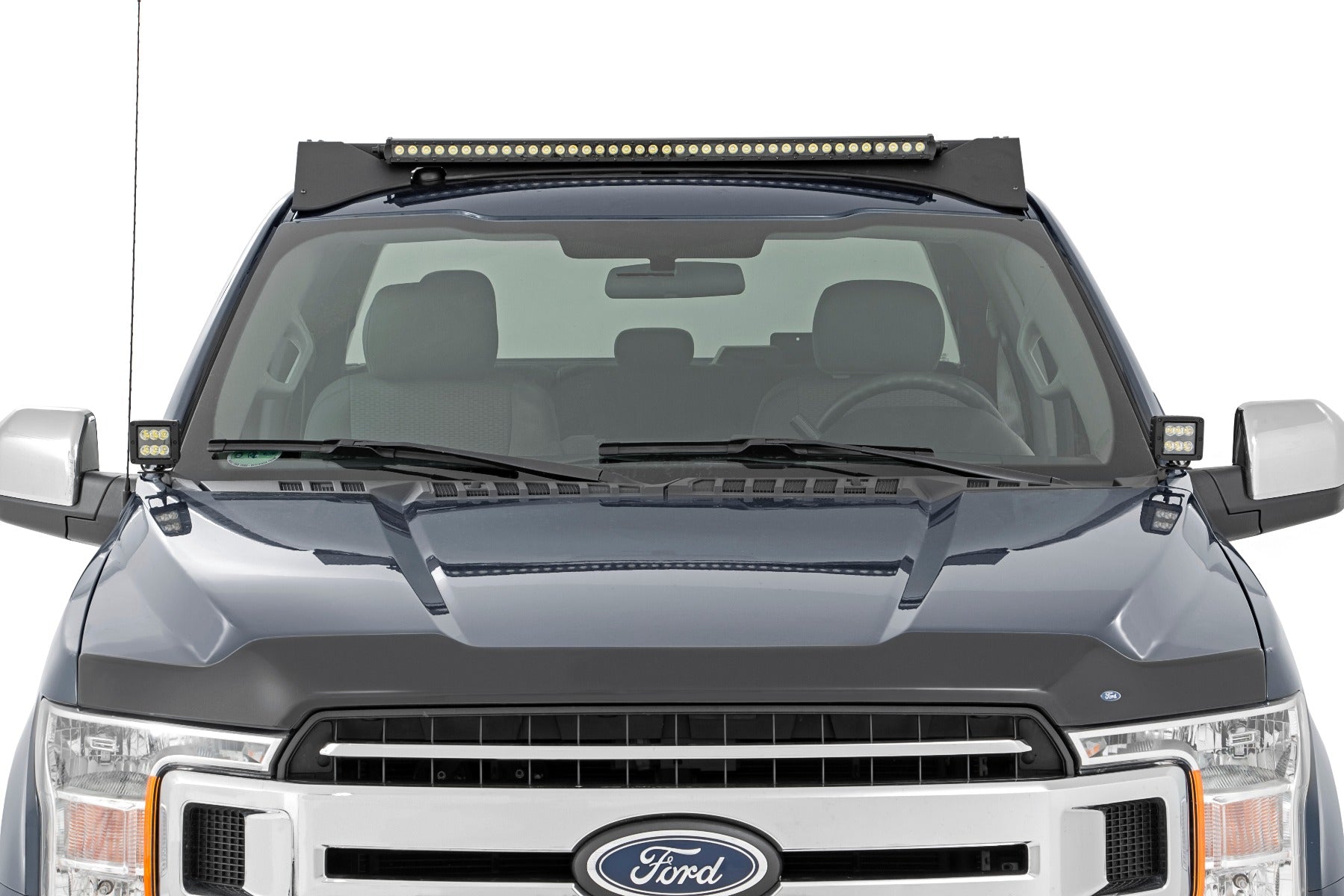 Rough Country | Roof Rack | Ford Roof Rack System w/Front and Rear Facing LEDs and 40 Inch Single Row Black Series Light Bar 15-18 Ford F-150 Rough Country | 51022