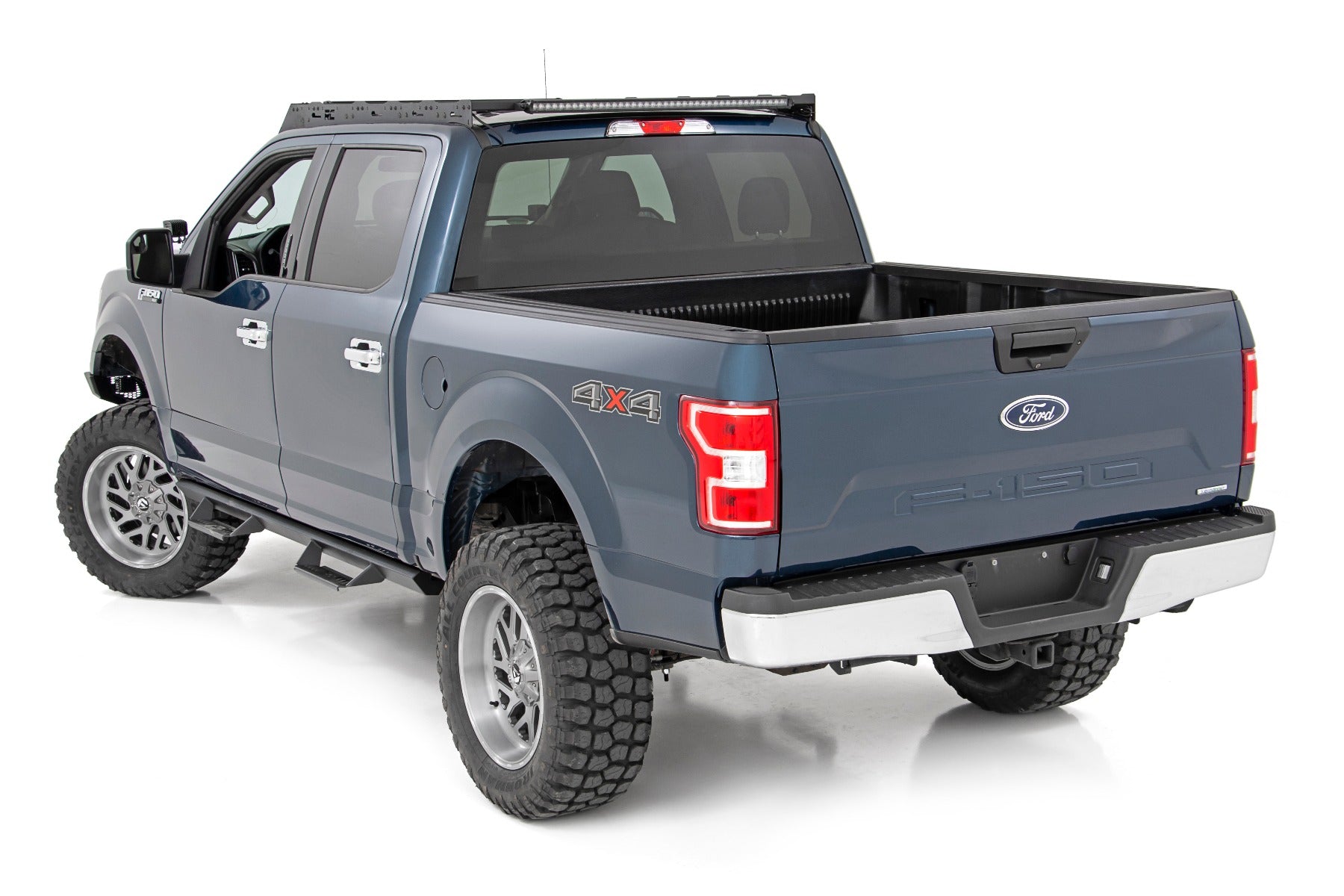 Rough Country | Roof Rack | Ford Roof Rack System w/Front and Rear Facing LEDs and 40 Inch Single Row Black Series Light Bar 15-18 Ford F-150 Rough Country | 51022