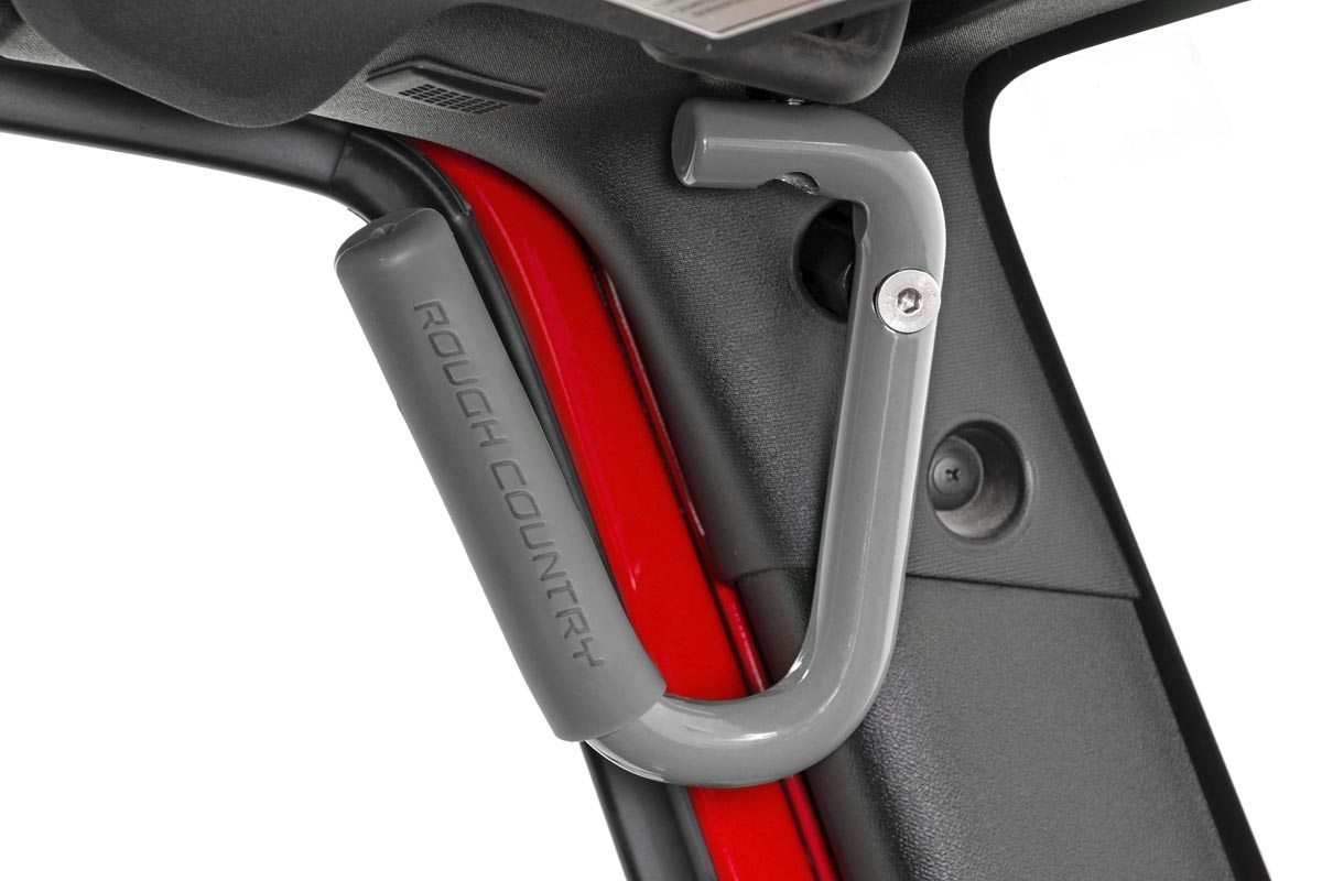 Rough Country | Grab Handles | Jeep Solid Steel Grab Handle Set 07-18 Wrangler JK Gray Rough Country | 6503GRAY