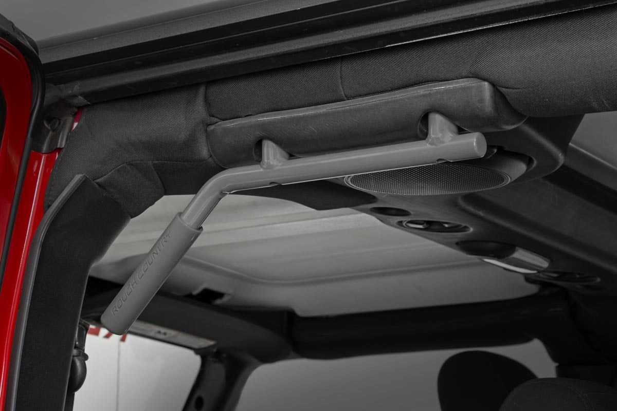 Rough Country | Grab Handles | Jeep Solid Steel Grab Handle Set 07-18 Wrangler JK Gray Rough Country | 6503GRAY