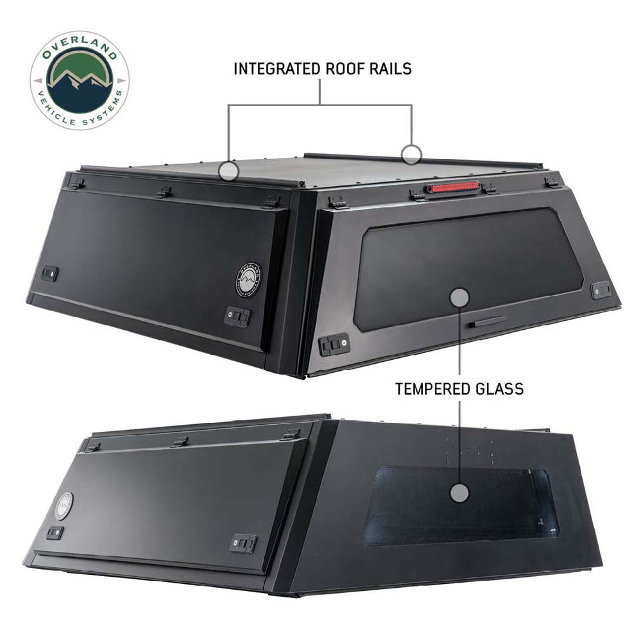 OVS | Truck Bed Caps | Expedition Truck Cap W/Full Wing Doors, Front and Rear Windows and 3rd Brake Light 2016-2024 Toyota Tacoma 5 Foot Bed Overland Vehicle Systems | 70100001