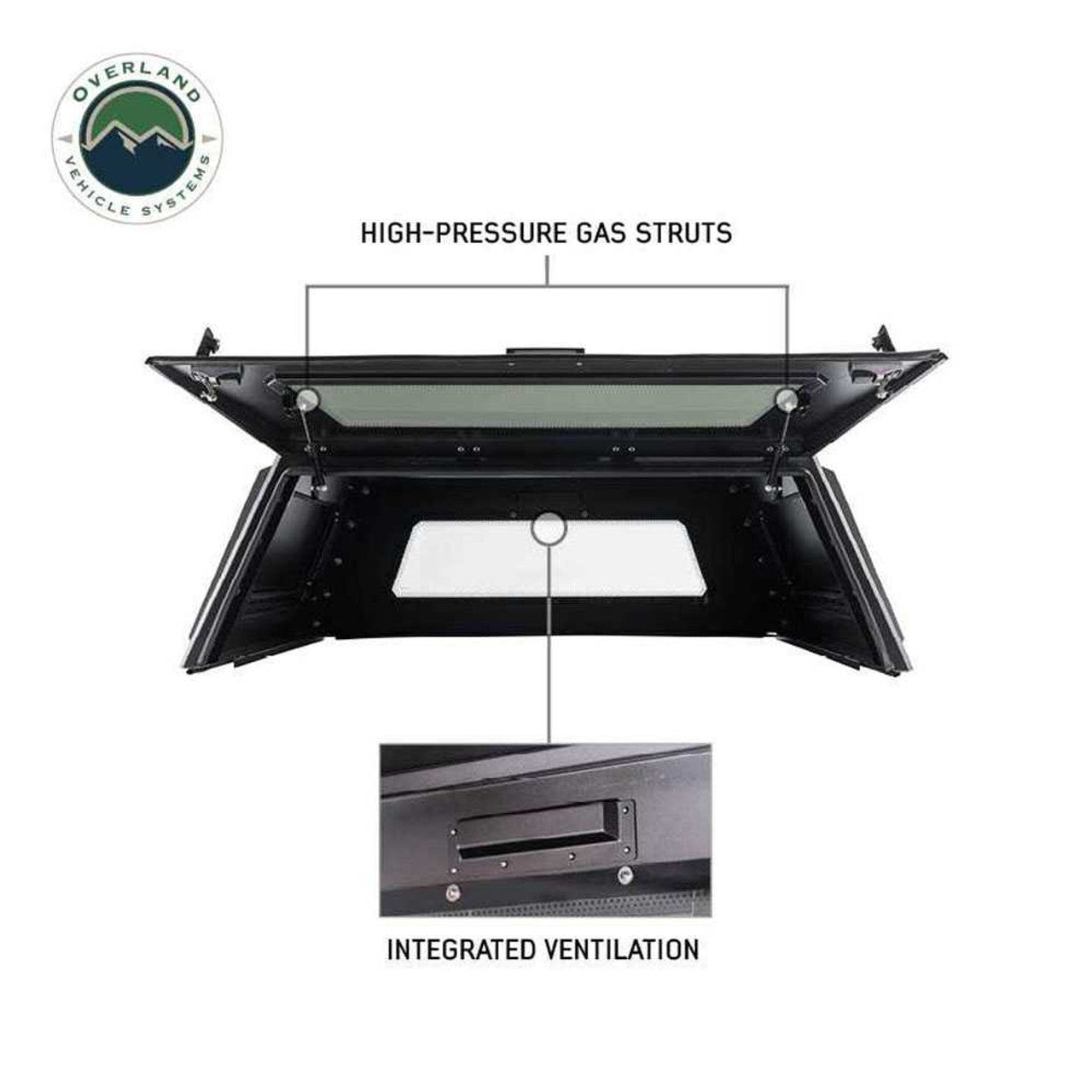 OVS | Truck Bed Caps | Expedition Truck Cap W/Full Wing Doors, Front and Rear Windows and 3rd Brake Light 17-22 Ford F250/350 6.8 Foot Bed Overland Vehicle Systems | 70100020