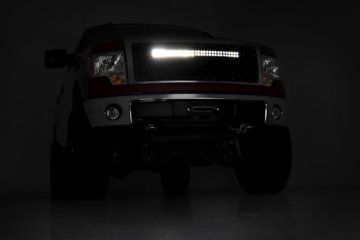 Rough Country | Grilles | Mesh Grille 30 Inch Dual Row LED Chrome White DRL 09-14 Ford F-150 Rough Country | 70234