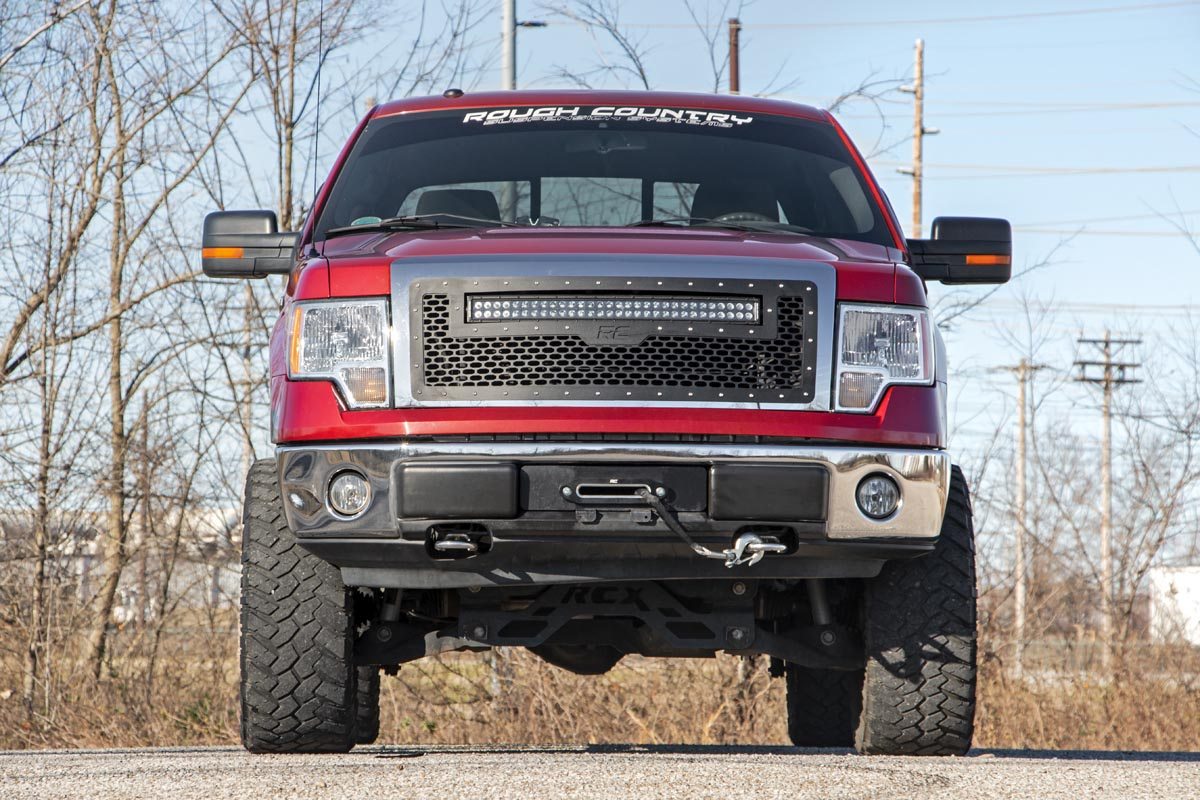 Rough Country | Grilles | Mesh Grille 30 Inch Dual Row LED Chrome White DRL 09-14 Ford F-150 Rough Country | 70234