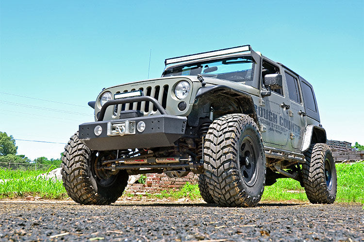 Rough Country | LED Light Bars | Jeep 50-Inch Straight LED Light Bar Upper Windshield Kit w/ 50 Inch Black Series LED Light w/ Amber DRL 07-18 Wrangler JK Rough Country | 70504BLDRLA