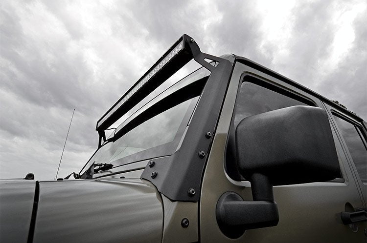 Rough Country | LED Light Bars | Jeep 50 Inch Straight LED Light Bar Upper Windshield Mounts 07-18 Wrangler JK Rough Country | 70504