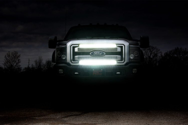Rough Country | LED Grille Kit | Ford Super Duty 30-inch Black Series Cree LED Grille Kit w/Cool White DRL (Single) Rough Country | 70530BLDRL