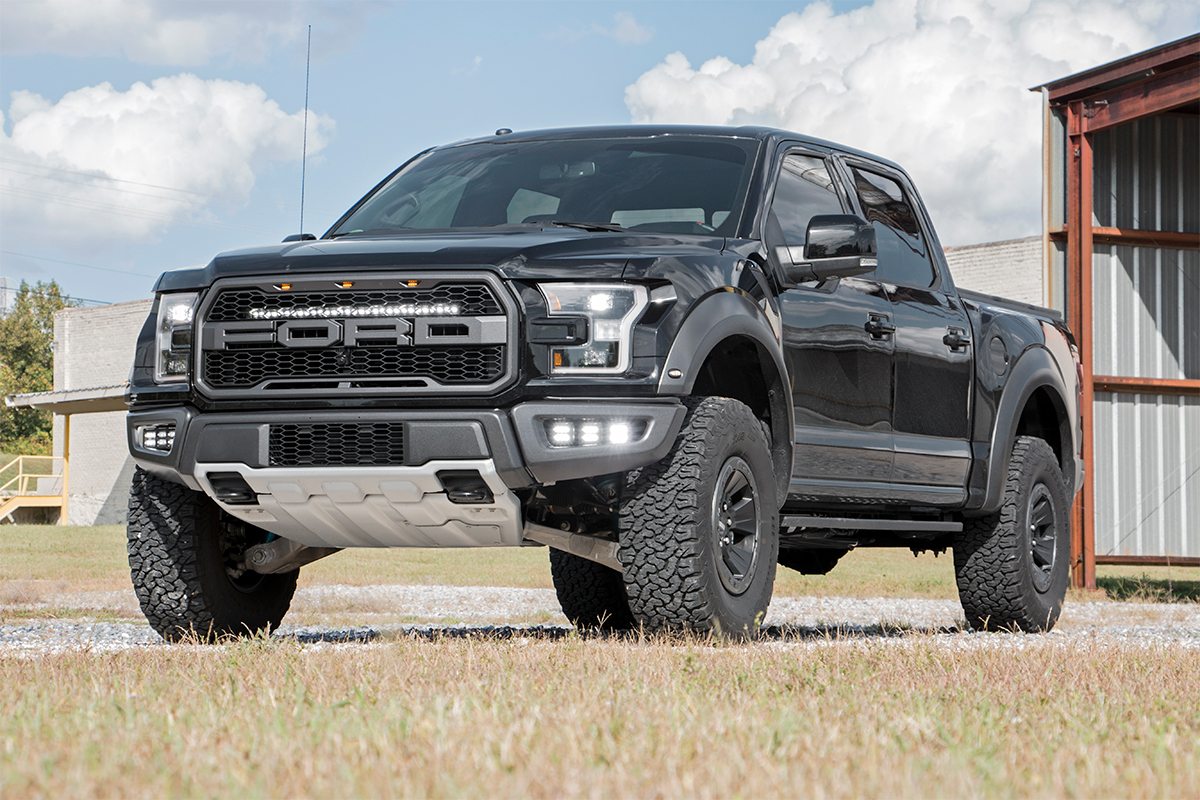 Rough Country | Grilles | Ford 30 Inch LED Hidden Grille Kit w/Black Series DRL 17-20 Ford F-150 Raptor Rough Country | 70701BLDRL