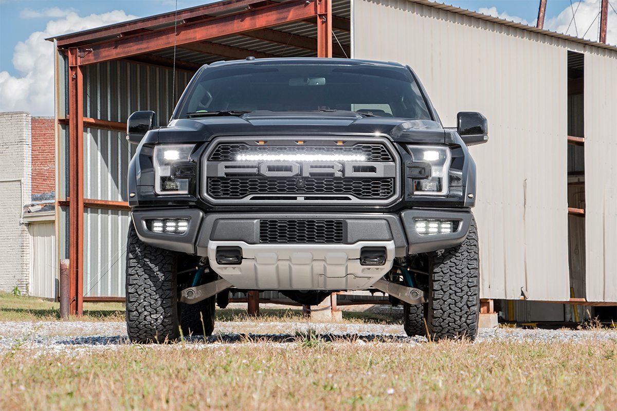 Rough Country | Grilles | Ford 30 Inch LED Hidden Grille Kit w/Black Series DRL 17-20 Ford F-150 Raptor Rough Country | 70701BLDRL