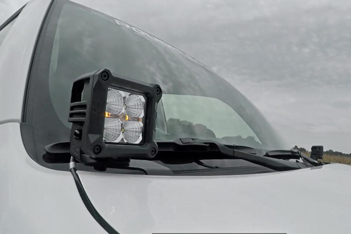 Rough Country | LED Light Pods | Toyota 4Runner 2 Inch LED Lower Windshield Ditch Kit Black Series w/Amber DRL For 14-Pres 4Runner Rough Country | 70798