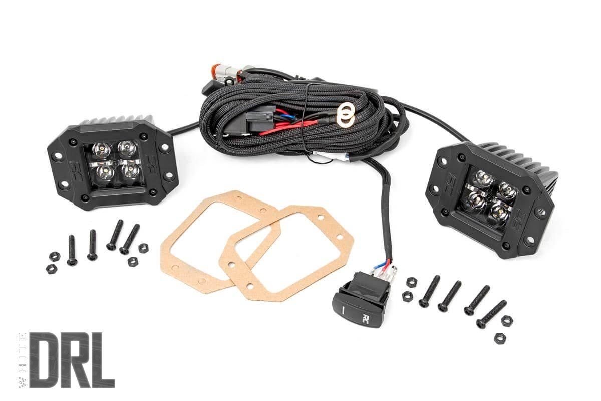 2 Inch Square Flush Mount Cree LED Lights Pair Black Series Rough Country