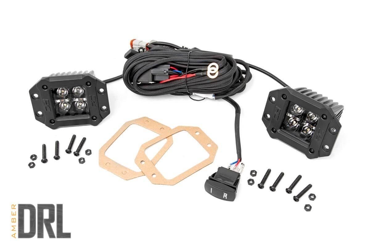 2 Inch Square Flush Mount Cree LED Lights Pair Black Series Rough Country