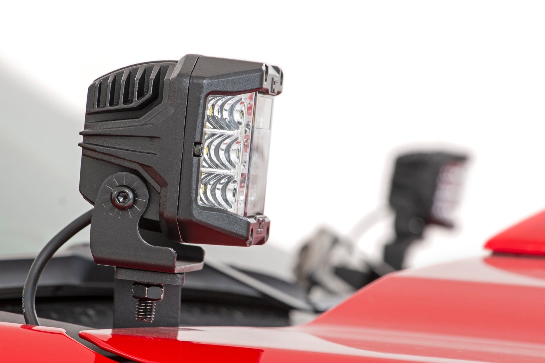 Rough Country | LED Light Pods | Chevy 2-inch LED Lower Windshield Ditch Kit Black Series Flood Beam For 19-20 Silverado Rough Country | 70842