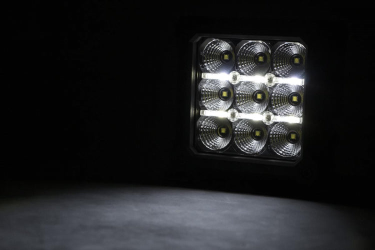 Rough Country | LED Light Pods | 4 Inch Square Cree LED Lights Pair Chrome Series w/Cool White DRL Rough Country | 70905DRL