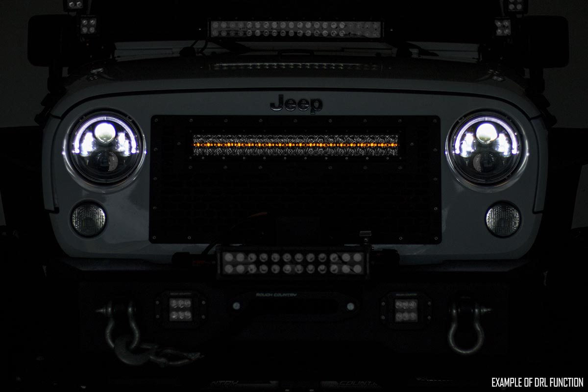 Rough Country | LED Light Pods | 20-inch Cree LED Light Bar Dual Row Chrome Series w/ Amber DRL Rough Country | 70920DA
