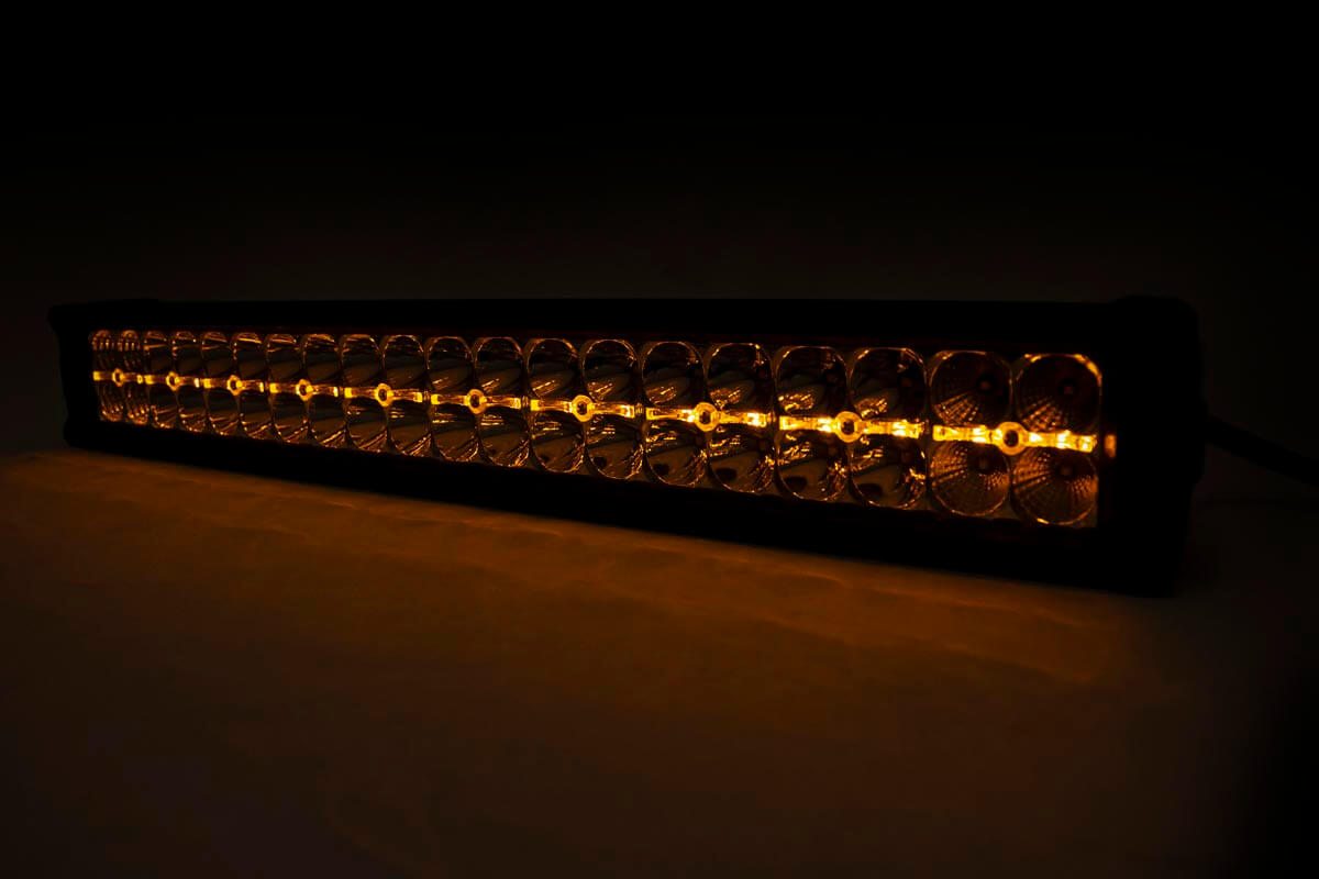Rough Country | LED Light Pods | 20-inch Cree LED Light Bar Dual Row Chrome Series w/ Amber DRL Rough Country | 70920DA