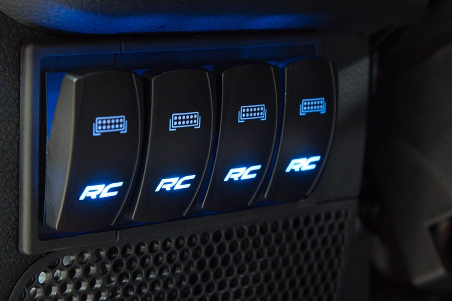 Rough Country | Rocker Switch | Rocker Switch Housing Kit 4 Switches Black Plastic Rough Country | 709B-4