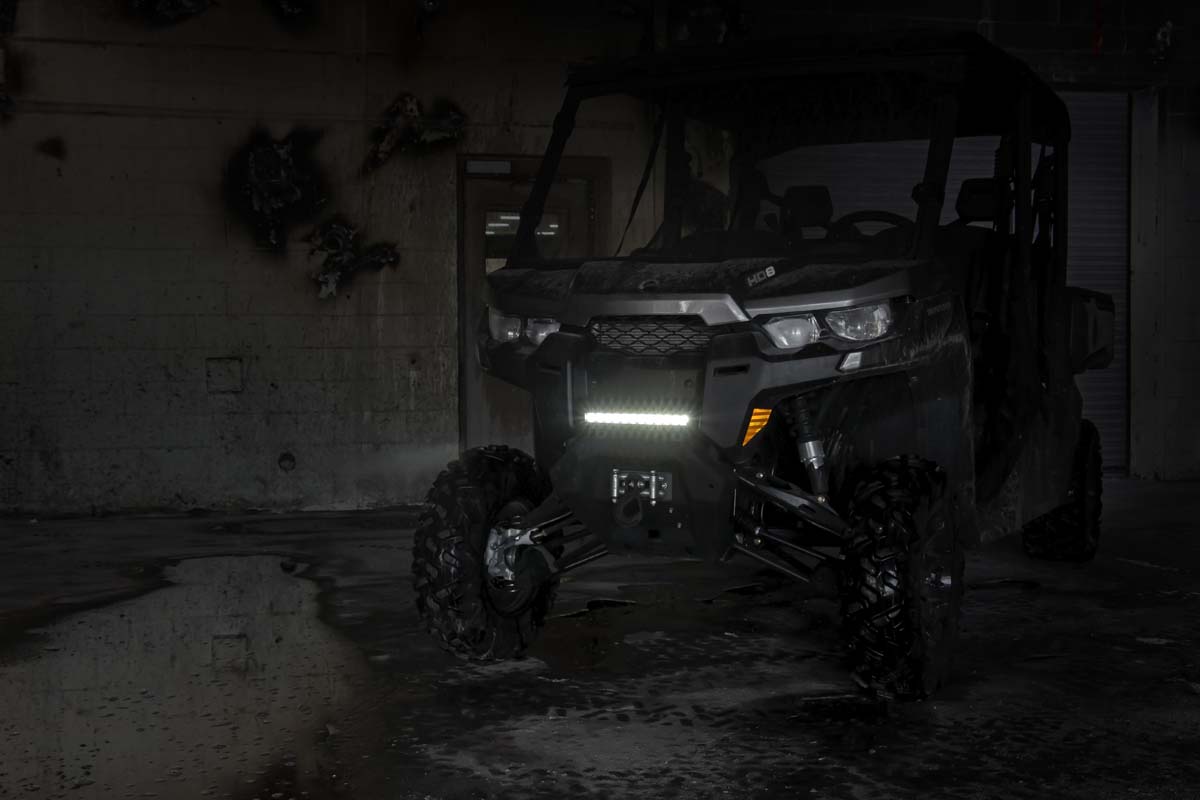 Rough Country | LED Light Bars|Exterior Lighting|Lighting | Can-Am Defender 12 Inch Single Row Bumper LED Kit For 16-19 Defender Rough Country | 71025