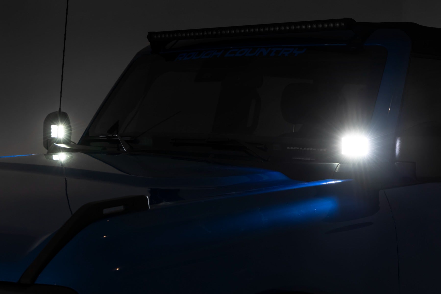Rough Country | LED Light Bars | LED Light Ditch Mount 2 Inch Chrome Series Pair Wide 21-UP Ford Bronco Rough Country | 71050