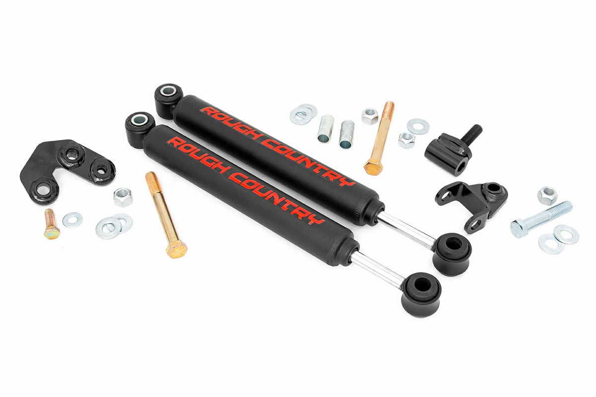 Rough Country | Steering Stabilizer | Jeep Dual Steering Stabilizer 97-06 Wrangler TJ 86-92 Comanche MJ 84-01 Cherokee XJ Rough Country | 87308