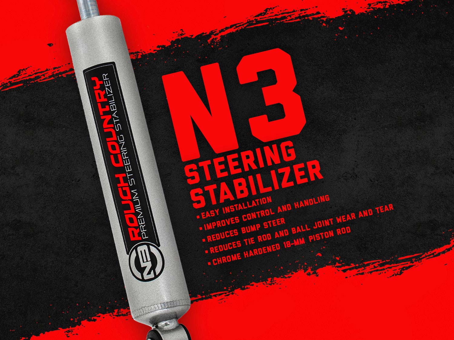 Rough Country | Steering Stabilizer | GM N3 Steering Stabilizer 4-6 Inch Lift (92-99 SUV 4WD) Rough Country | 8737130_A