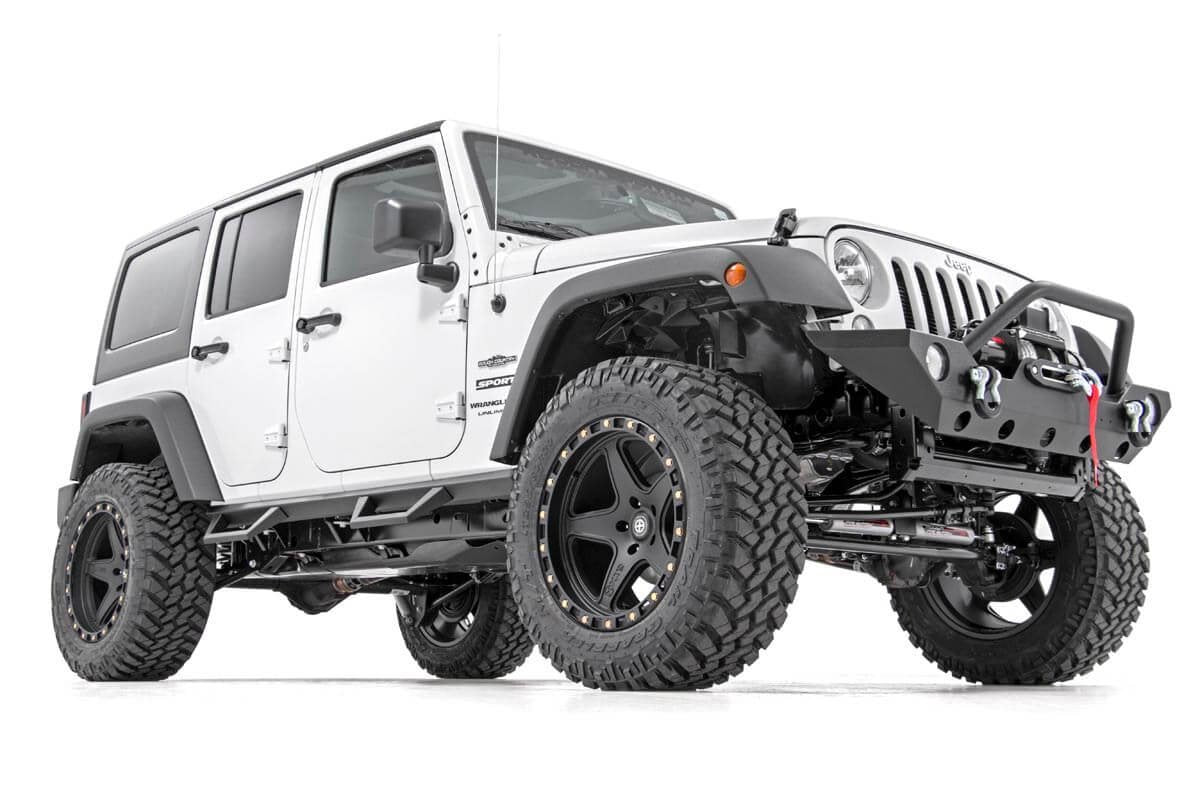 Rough Country | Side Steps | Jeep Contoured Drop Steps 07-18 Wrangler JK Unlimited 4 Door Rough Country | 90765B