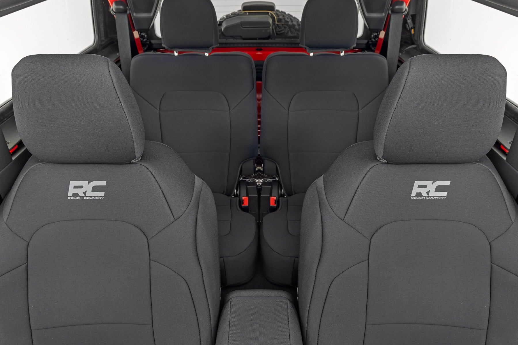 Rough Country | Seat Cover | Bronco Seat Covers Bucket Seats Front Row and Rear Row Ford Bronco 2 Door 21-Up Rough Country | 91050