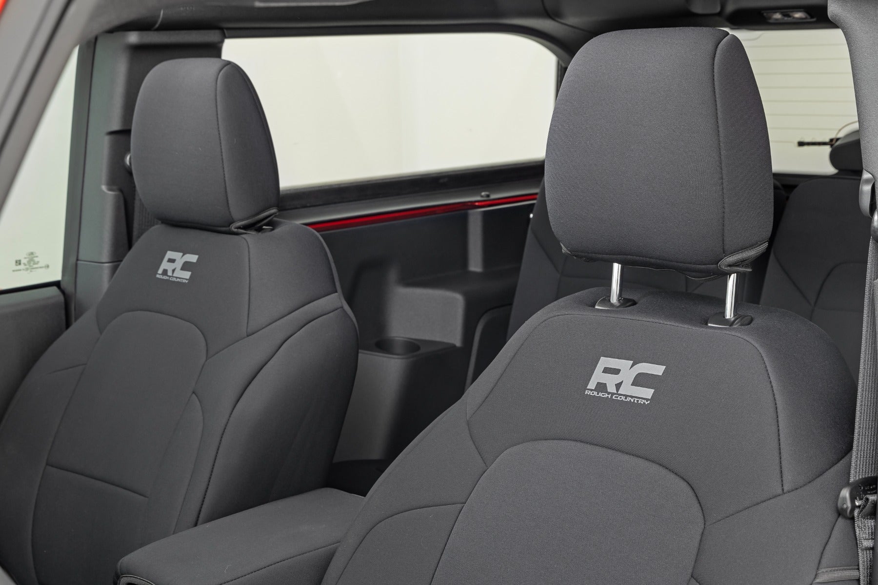 Rough Country | Seat Cover | Bronco Seat Covers Bucket Seats Front Row and Rear Row Ford Bronco 2 Door 21-Up Rough Country | 91050