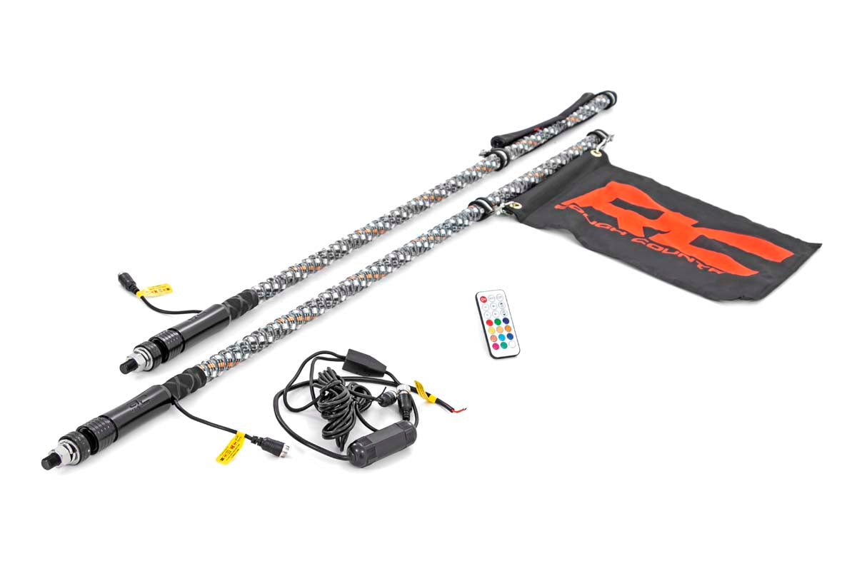 Rough Country | Light Whips | Multi-Function UTV LED Whip Lights w/ Remote Control Rough Country | 93004