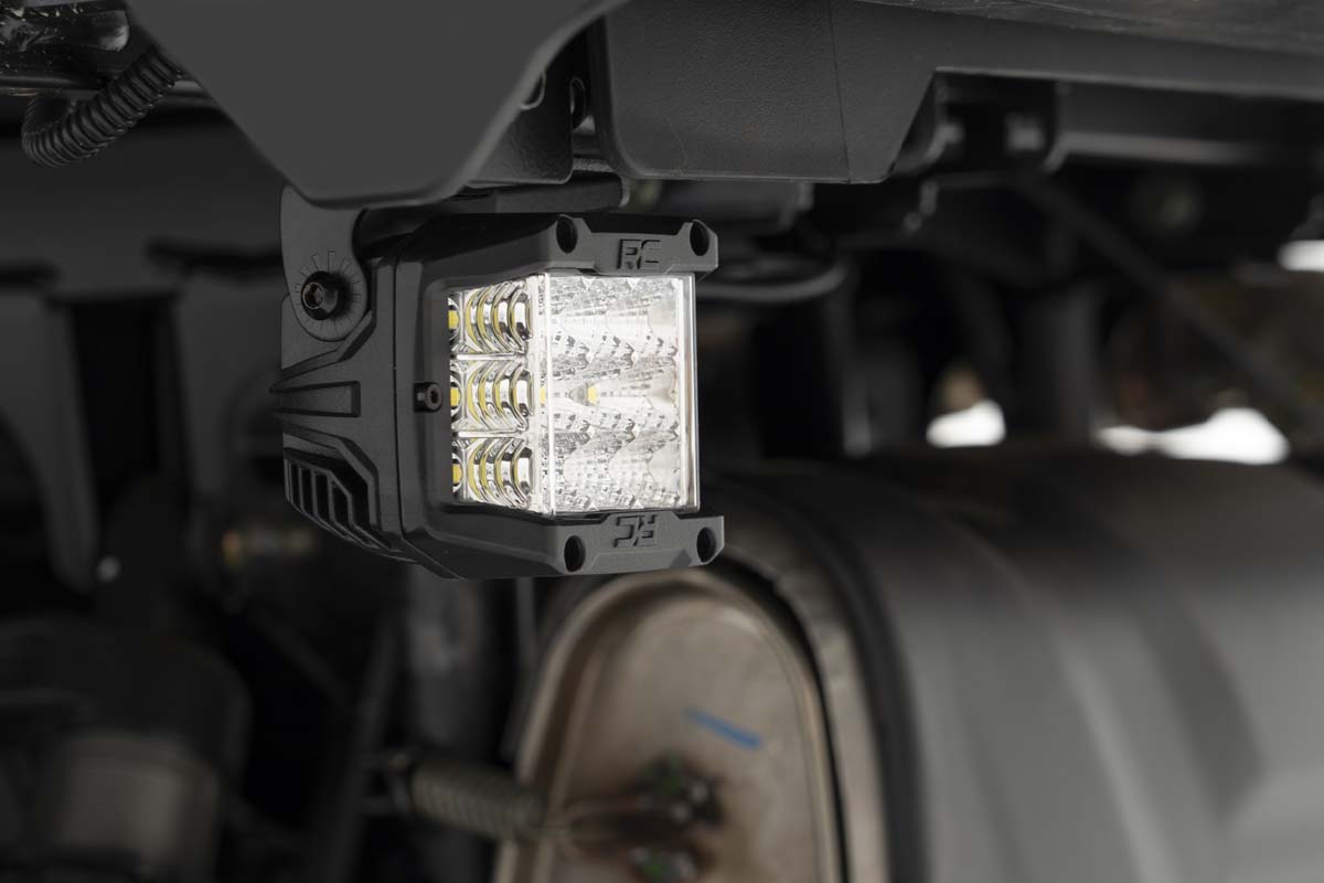 Rough Country | LED Light Pods | Polaris General 3 Inch Cube Under Bed Wide Angle Combo LED Kit For 18-Pres General Rough Country | 93032