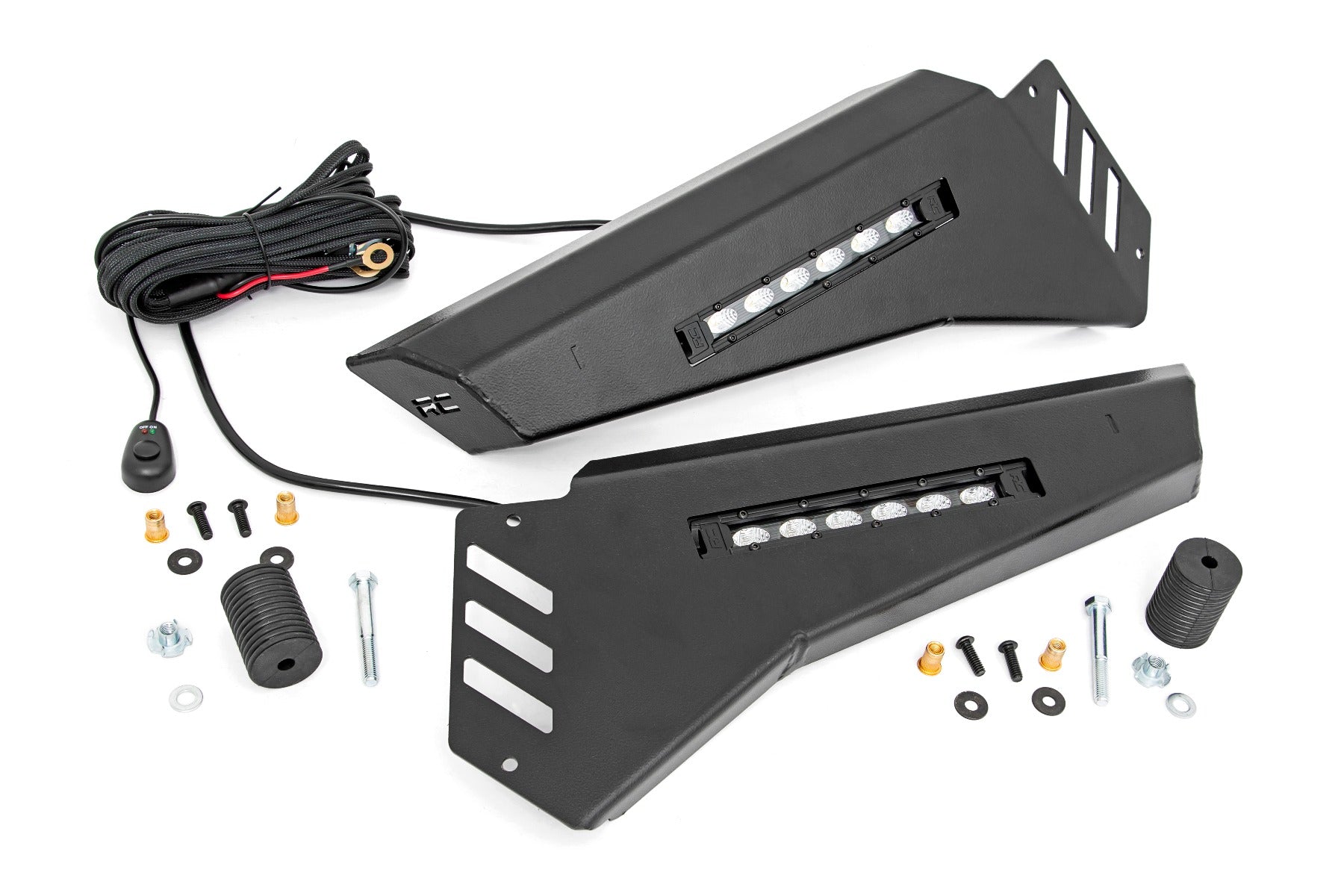 Rough Country | Bumper Plate | Polaris Front Bumper Panels w/ 6.0 Inch LED Light Bars (13-19 Ranger) Rough Country | 93044